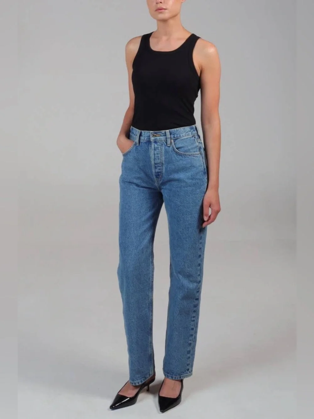 Etica leia $238 Classic High-Rise Blue Denim Jeans mother agolde cos ruti 27 ayr